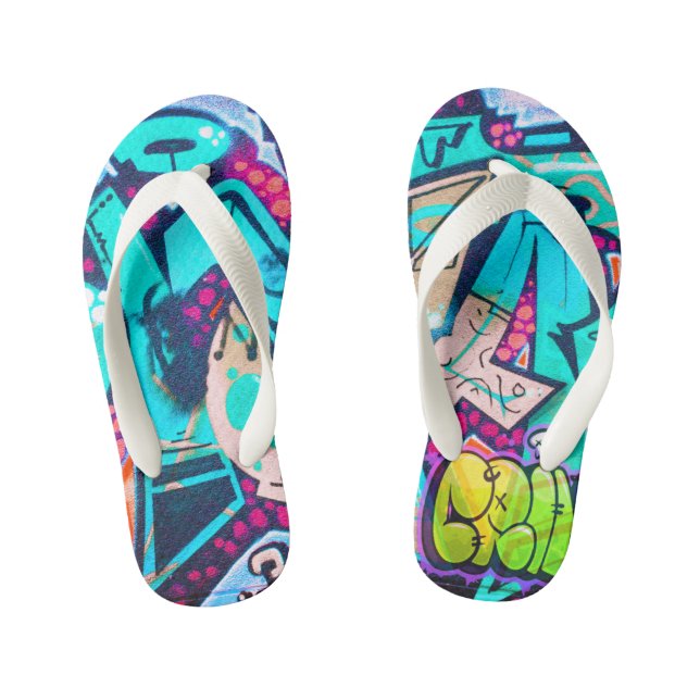 Chanclas Para Niños Vibrant Geometric Pattern Summer Flip Flops (Plantilla)