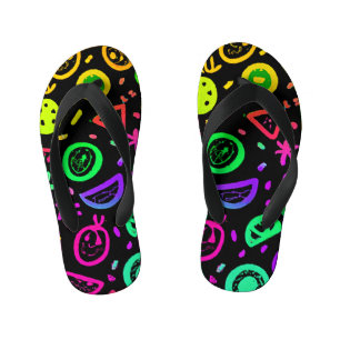 Chanclas Para Niños Vibrante Neon Fruits Pattern Art