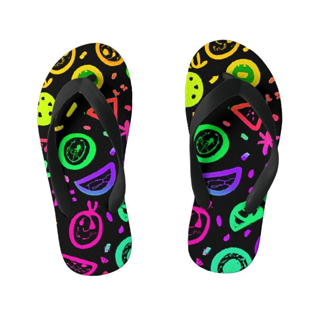 Chanclas Para Niños Vibrante Neon Fruits Pattern Art (Plantilla)