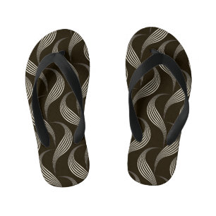 Chanclas Para Niños Vintage monocromo: Ornamento geométrico sin foco.