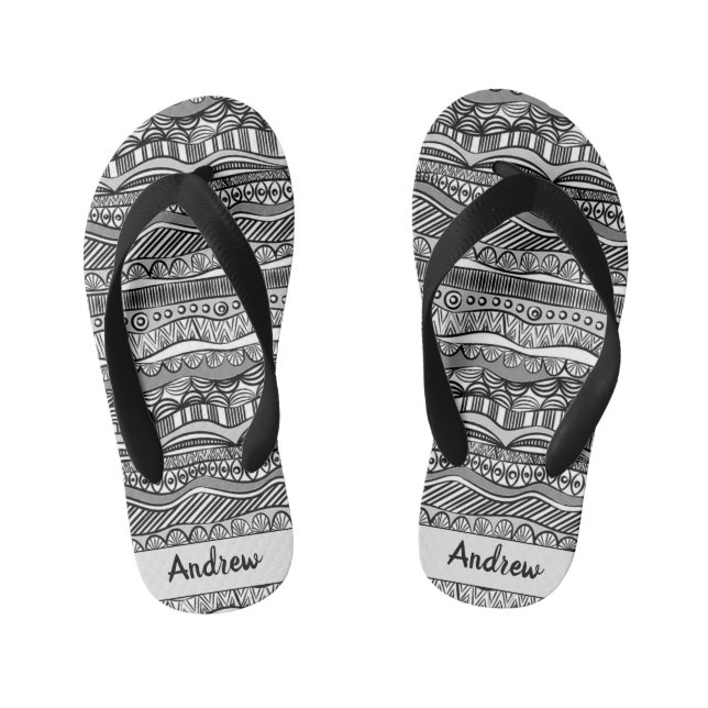 Chanclas Para Niños Volúmenes de impresión tribal en blanco y negro de (Plantilla)