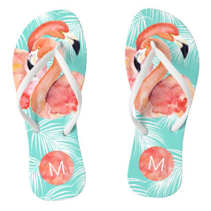 Chanclas Paraíso tropical Flamencos rosados con monograma