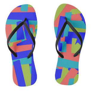 Chanclas Parches abstractos de coral azul verde azul brilla