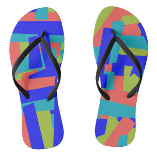Chanclas Parches abstractos de coral azul verde azul brilla