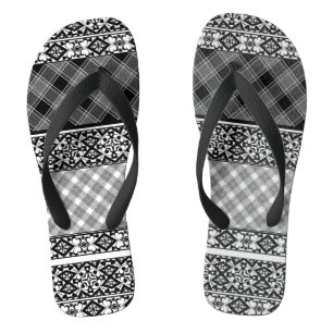 Chanclas Parches de rayas blancas y negras con encaje