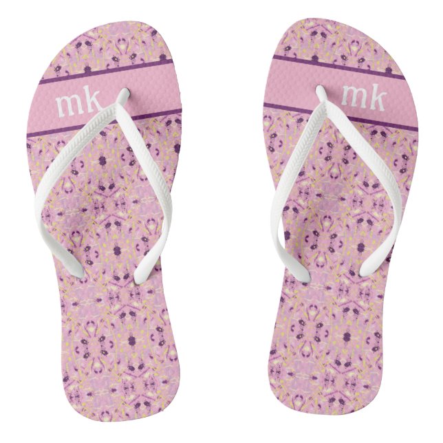 Chanclas Pareja de monograma rosa suave de Flip Flops (Plantilla)