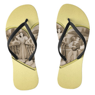 Chanclas Pareja de Romance Antiguo, hombre y mujer, dorado