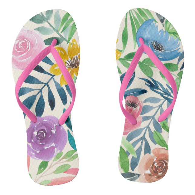 Chanclas Pareja floral tropical de Flip Flops (Plantilla)