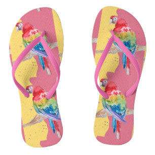 Chanclas Parroquia Tropical Macaw Aves Rosa Thongs