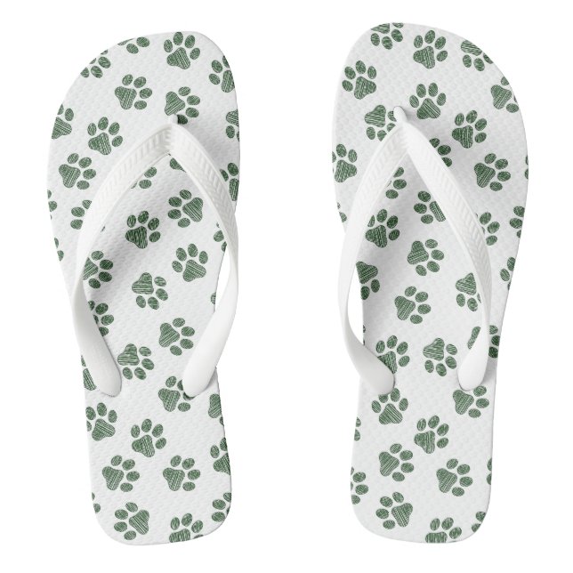 Chanclas Pasta de perro, garras de perro, patas verdes (Plantilla)