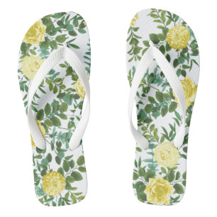 Chanclas Pastel amarillo claro Peony y Boda floral Rosa