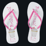 Chanclas Pastel de corazón rosado Boda Flip Flops<br><div class="desc">Las sandalias de giro tienen un ilustracion de marca original de un quequito con espolvoreo,  espolvoreo y un corazón rosado,  con BRIDESMAID en un divertido tipo de letra rosada.</div>