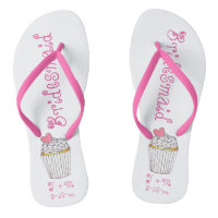 Pastel de corazón rosado Boda Flip Flops
