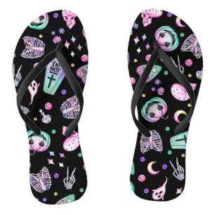 Chanclas pastel gótico de Halloween farmacia y cementerio