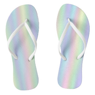Chanclas Pastel holográfico de arcoiris suave
