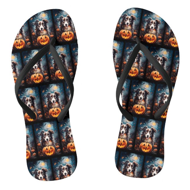 Chanclas Pastor Australiano De Halloween Con Calabazas De M (Plantilla)
