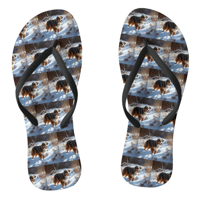 Chanclas Pastor Australiano Deja que nieve Navidad (Plantilla)
