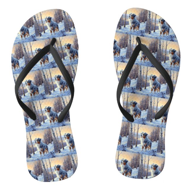 Chanclas Pastor Australiano Deja que nieve Navidad (Plantilla)