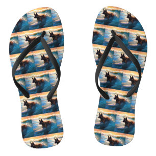 Chanclas Pastor Belga Pintura de surf en la playa