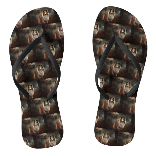 Chanclas Pastor de Shetland de Halloween Espantoso (Plantilla)