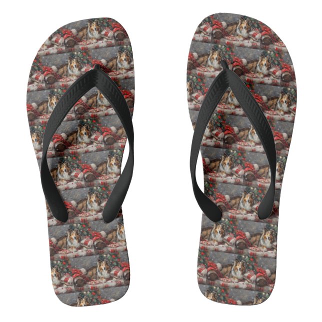Chanclas Pastor de Shetland Navidad Festiva (Plantilla)