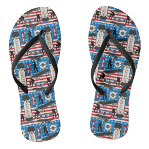 Chanclas Patinador patriótico estadounidense en monopatín