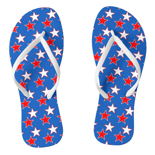 Chanclas Patrióticas Rojas y Blancas con Estrellas (Plantilla)