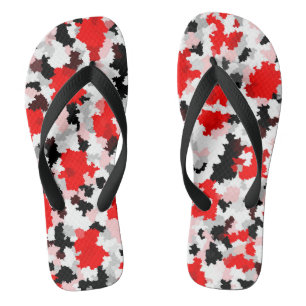 Chanclas Patrón abstracto irregular Diseño rojo blanco negr