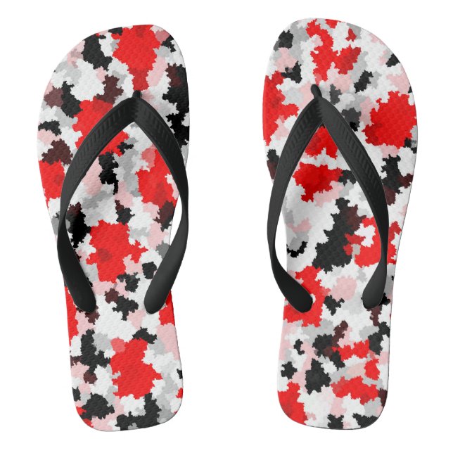 Chanclas Patrón abstracto irregular Diseño rojo blanco negr (Plantilla)