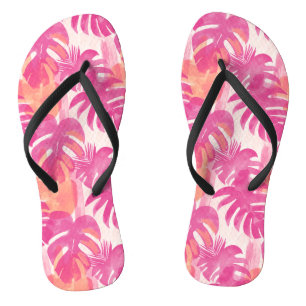 Chanclas Patrón abstracto simple con hojas de monstera, f