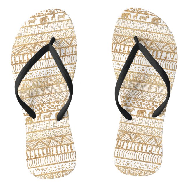 Chanclas Patrón africano tribal de oro blanco (Plantilla)