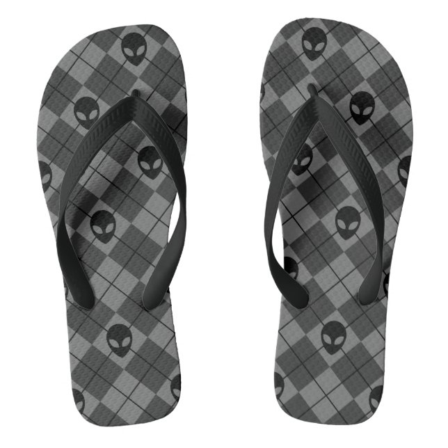 Chanclas Patrón Argyle de Alien Negro y Gris (Plantilla)