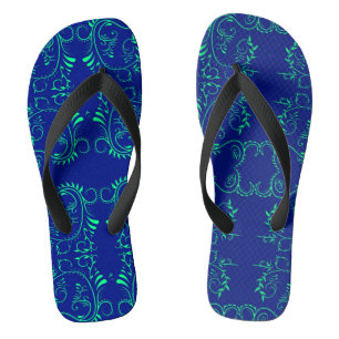 Chanclas Patrón azul de las cepas abstractas verdes