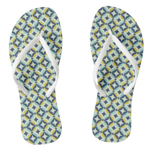 Chanclas Patrón azul y oro geométrico