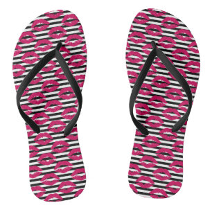 Chanclas Patrón B&W rayado de lápiz labial