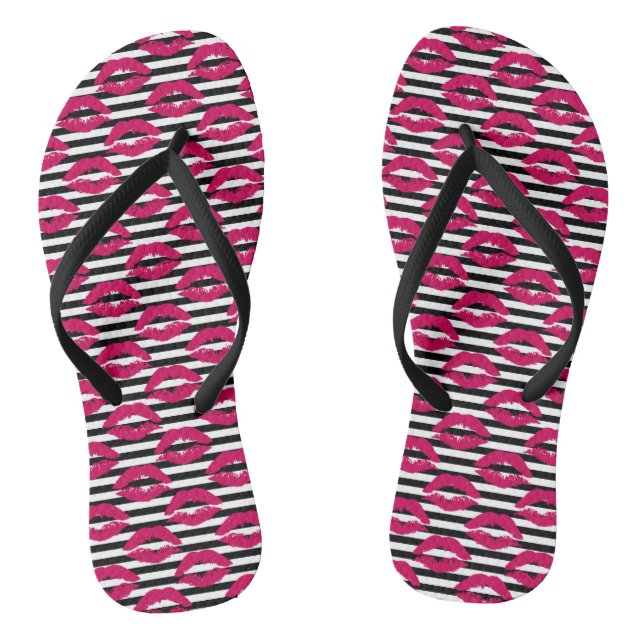 Chanclas Patrón B&W rayado de lápiz labial (Plantilla)