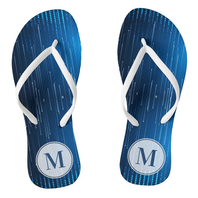 Chanclas Patrón blanco azul resumen monogramado (Plantilla)