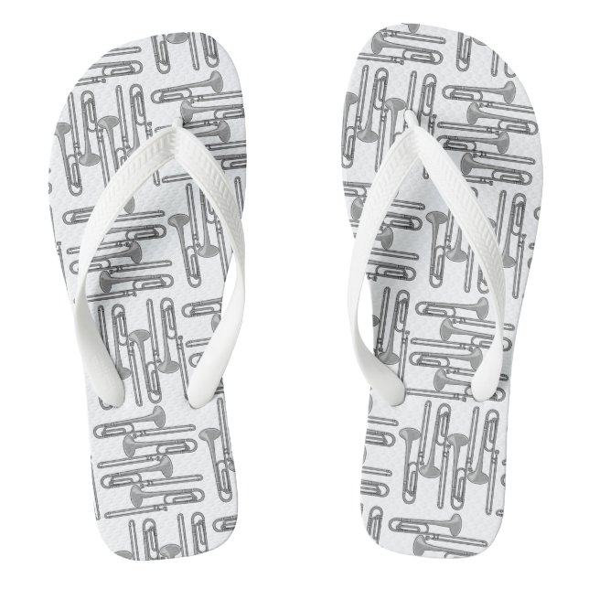 Chanclas Patrón blanco de crosshatch de trombón gris (Plantilla)