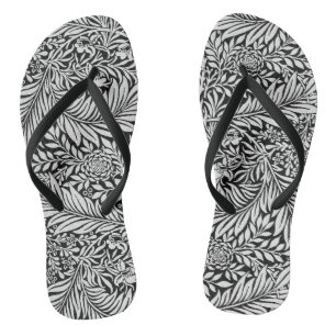 Chanclas Patrón botánico de larkspur floral negro vintage