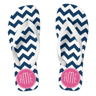 Chanclas Patrón Chevron con monograma - Magenta de la Marin