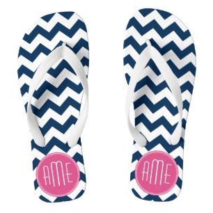 Chanclas Patrón Chevron con monograma - Magenta marina