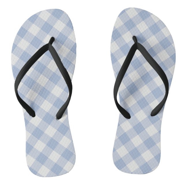 Chanclas Patrón clásico de gingham azul claro con estampado (Plantilla)