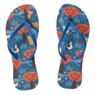 Chanclas patrón con gatos y pájaros lindos