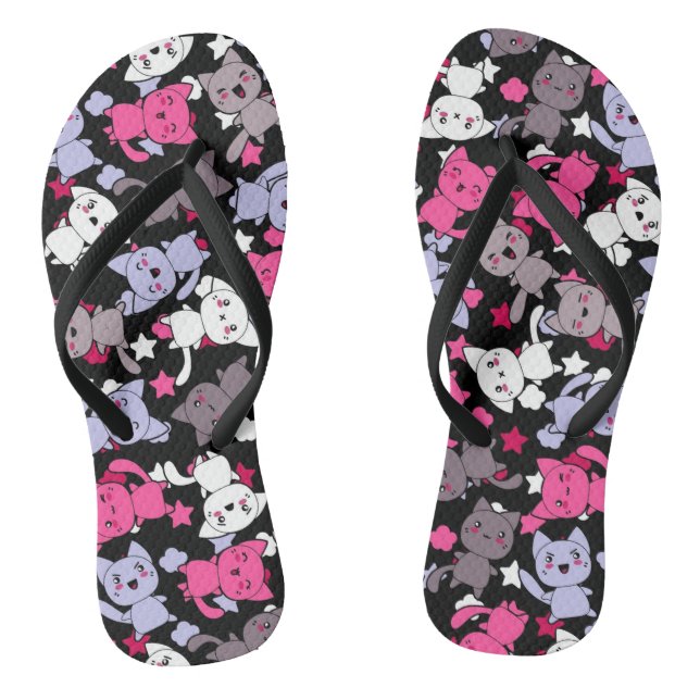 Chanclas patrón con lindos gatos del doodle kawaii 3 (Plantilla)