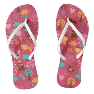 Chanclas Patrón con pájaros lindos y gatos
