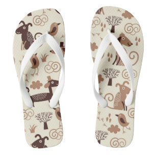 Chanclas patrón con perros lindos