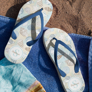 Chanclas Patrón costero de nombre de monograma de mariposa