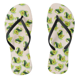 Chanclas Patrón de acuarela de aguacates verdes