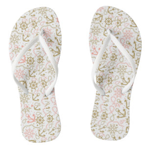 Chanclas Patrón de ancla dorada