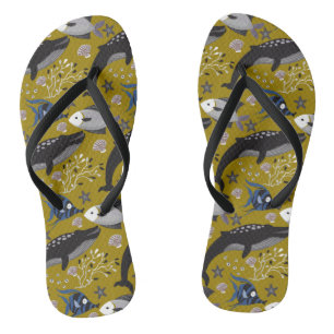 Chanclas Patrón de animales acuáticos   vida submarina en l